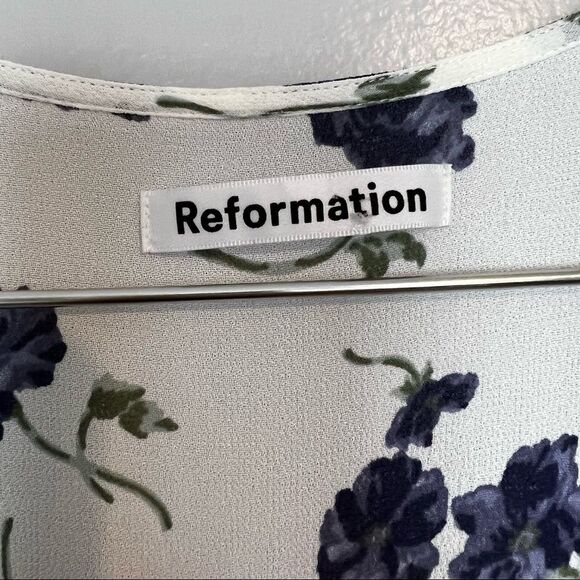 NEW REFORMATION Tanna In Blueberries Midi Dress - Picture 7 of 8